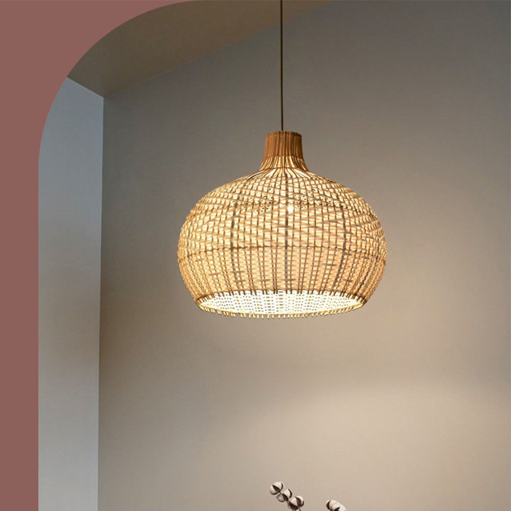 Retro Wicker Rattan Bamboo Pendant Lamp -Homdiy