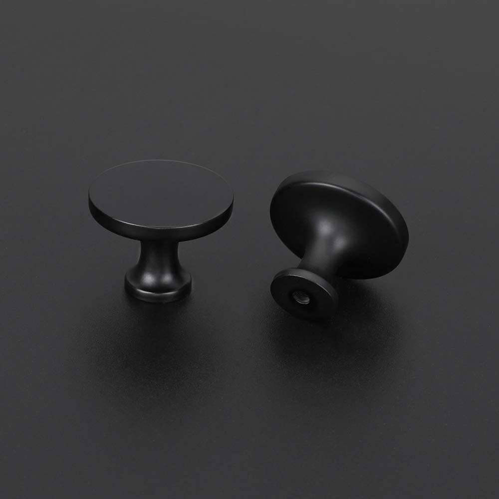 10 Pack Solid Black Round Cabinet Knobs For Kitchen (LS9189BK) -Homdiy
