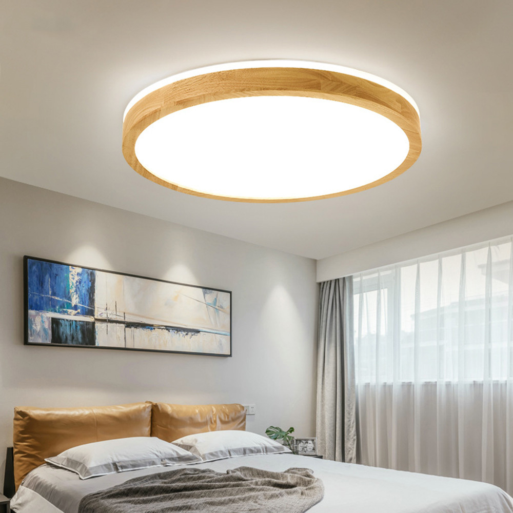 Simple Wood LED Ceiling Lights For Bedroom 