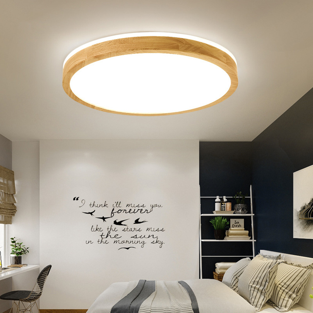 Simple Wood LED Ceiling Lights For Bedroom 
