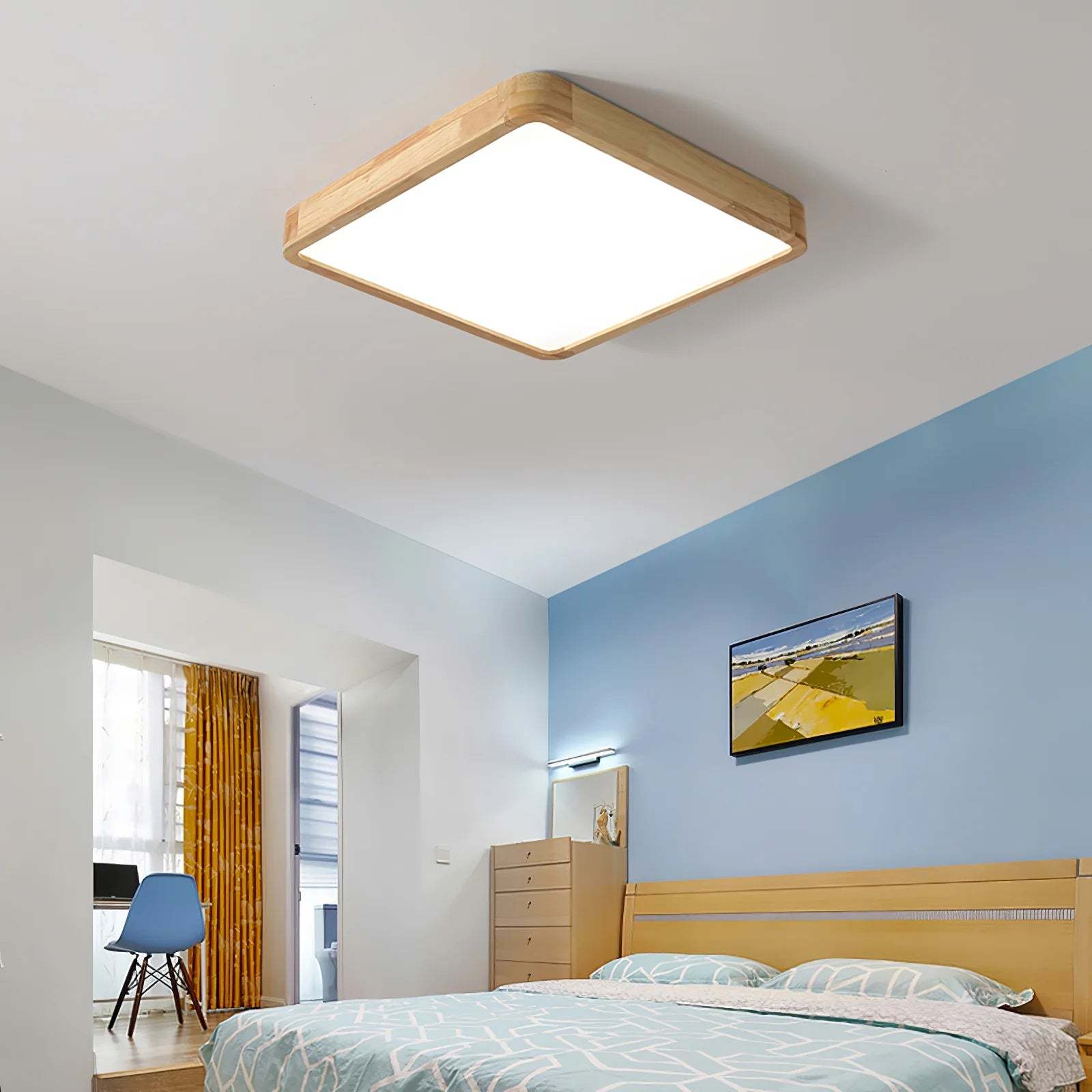 Modern Geometric LED Solid Wood Ceiling Light -Homdiy