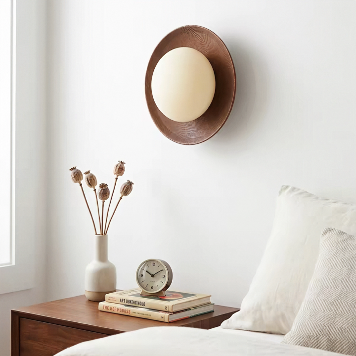 Natural Wood White Simple Wall Light