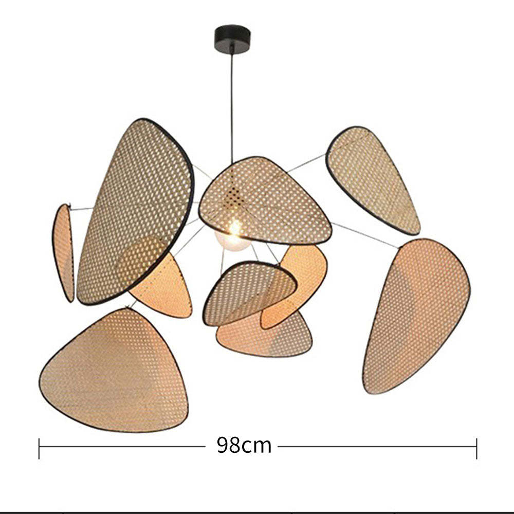 Hand Weaved Rattan Leaf Pendant Light For Living Room -Homdiy