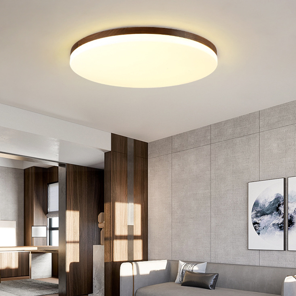 Scandinavian Wooden LED Square Flush Mount Ceiling Light 