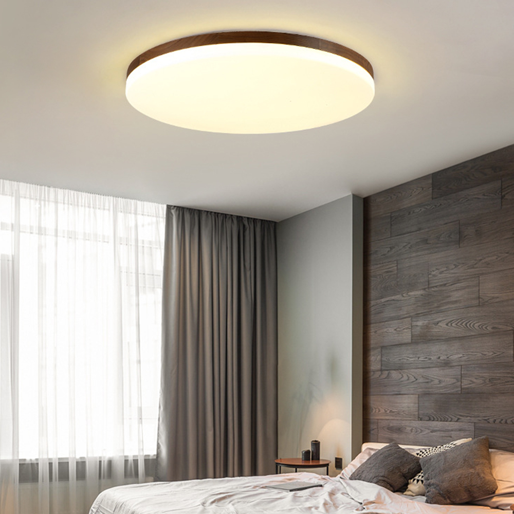 Scandinavian Wooden LED Square Flush Mount Ceiling Light 