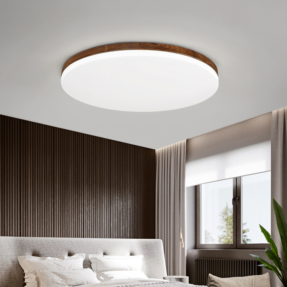 Scandinavian Wooden LED Square Flush Mount Ceiling Light 