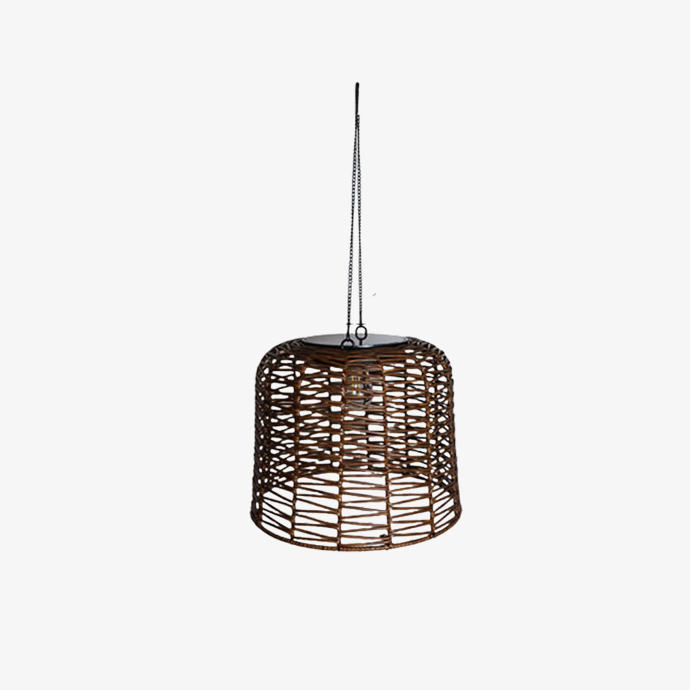 Farmhouse Solar IP65 Dusk-to-Dawn Rattan Hanging Light