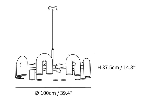Contemporary Minimalist Pipe Shaped Chandelier