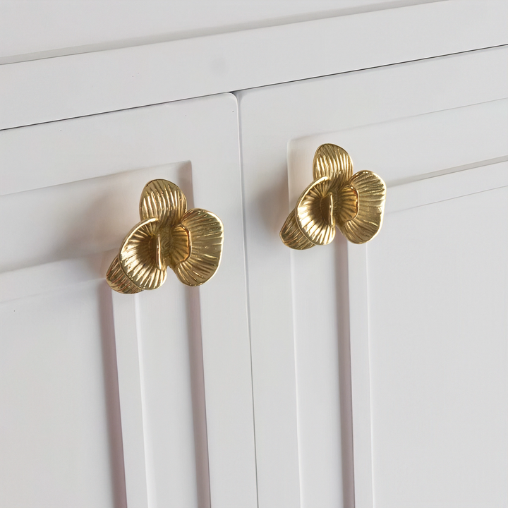 Gold Brass European Phalaenopsis Cabinet Pulls And Knobs