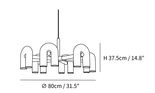 Contemporary Minimalist Pipe Shaped Chandelier
