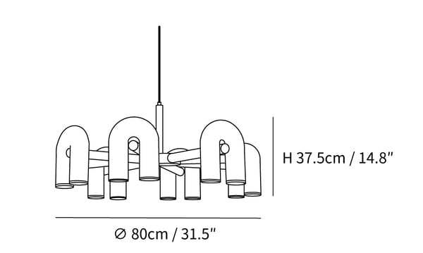 Contemporary Minimalist Pipe Shaped Chandelier