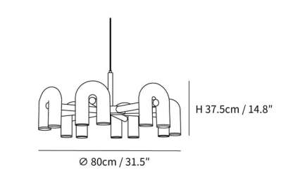 Contemporary Minimalist Pipe Shaped Chandelier