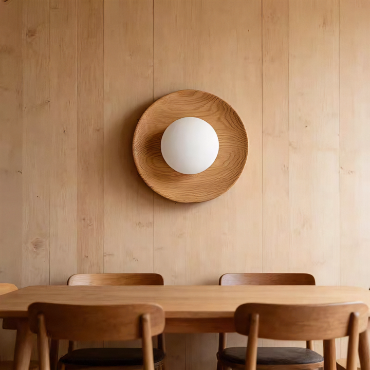 Natural Wood White Simple Wall Light