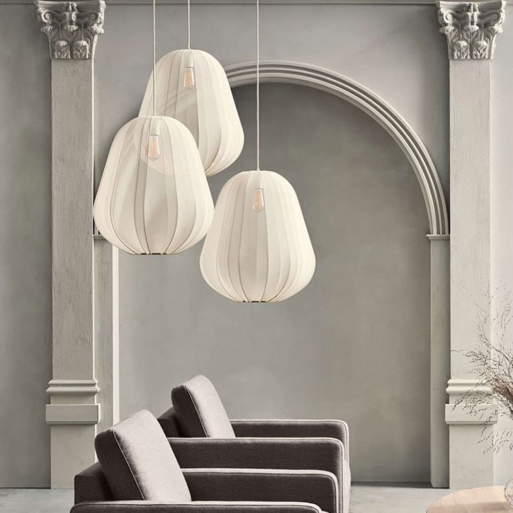 Nordic Gray Blue/Beige Fabric Shade Pendant Lamp -Homdiy