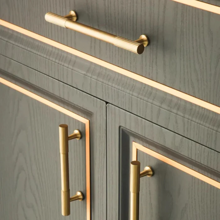 Linear Knurled Solid Brass Cabinet Handles and Knobs -Homdiy
