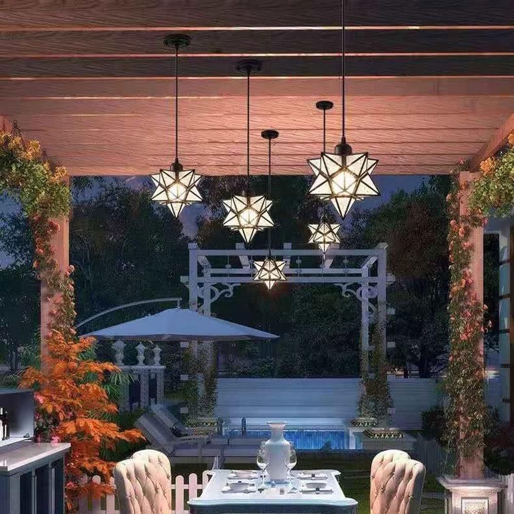 Art Deco Star Shape Glass Island Pedant Light -Homdiy