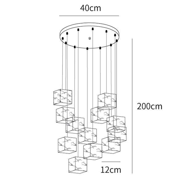 Multiple Boxes Artistic Geometric Shape Modern Elegant Hanging Light Fixture -Homdiy