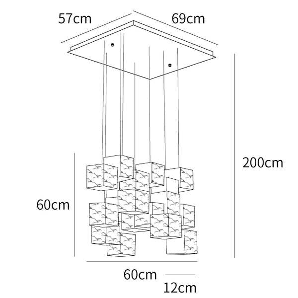 Multiple Boxes Artistic Geometric Shape Modern Elegant Hanging Light Fixture -Homdiy