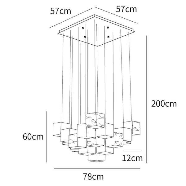 Multiple Boxes Artistic Geometric Shape Modern Elegant Hanging Light Fixture -Homdiy