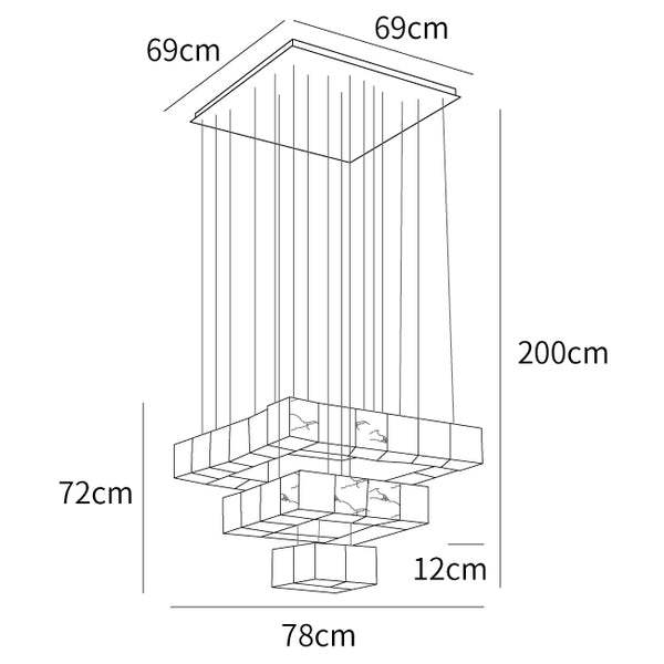 Multiple Boxes Artistic Geometric Shape Modern Elegant Hanging Light Fixture -Homdiy