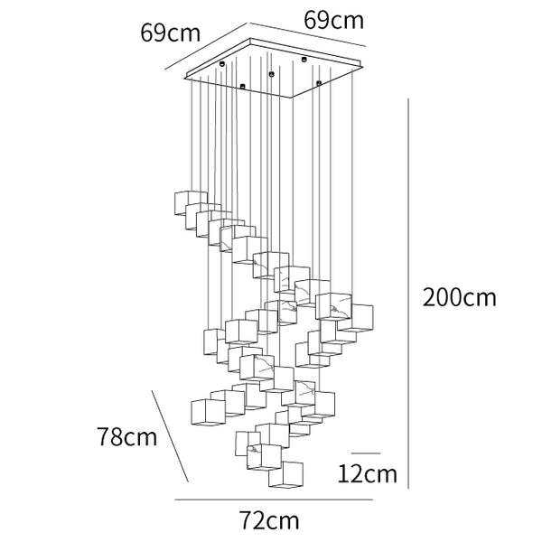 Multiple Boxes Artistic Geometric Shape Modern Elegant Hanging Light Fixture -Homdiy