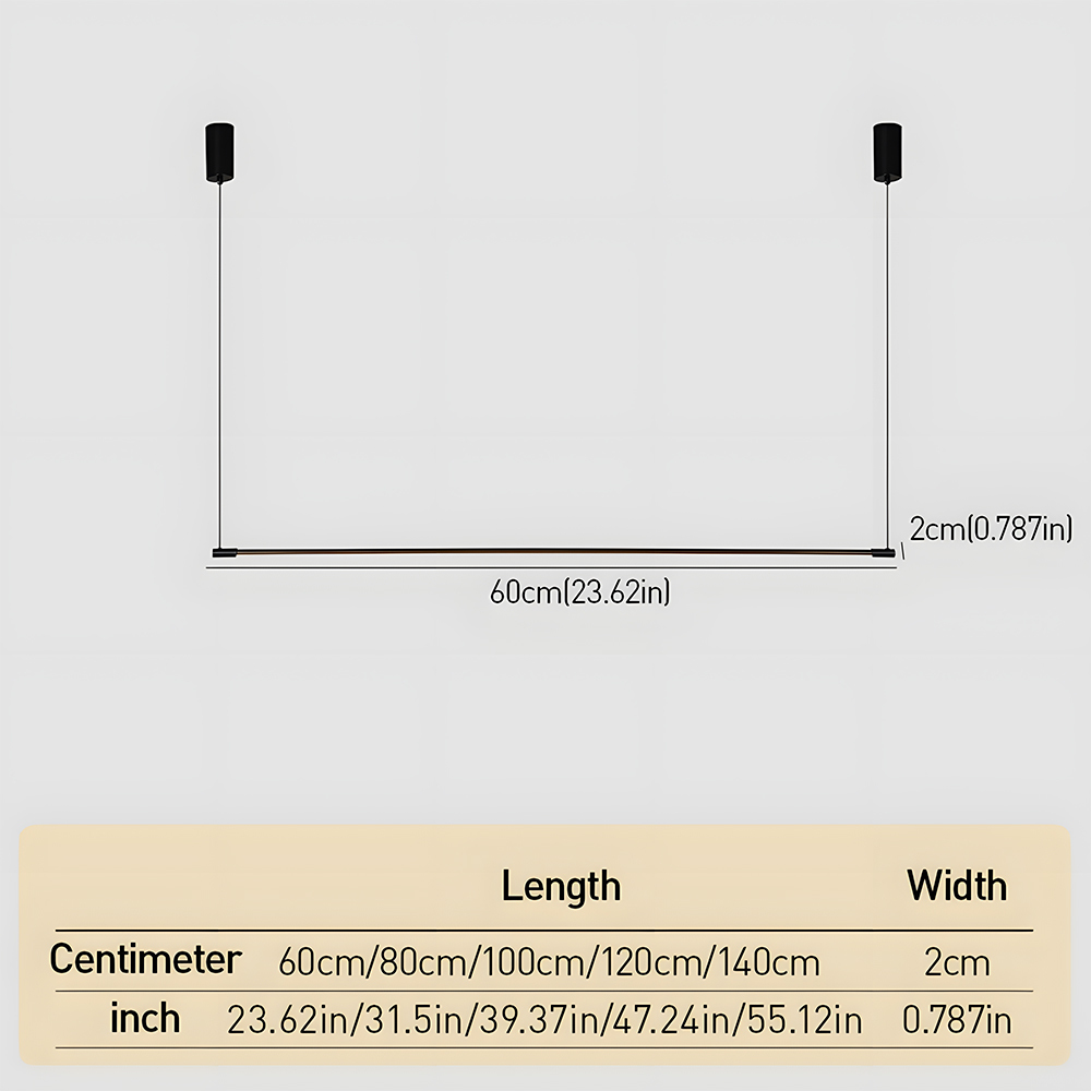 Aluminum Alloy Slim Linear LED Pendant Light For Dining Room