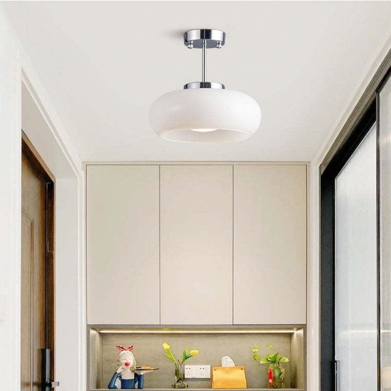 Mid-Century Dome Glass Flush Mount Ceiling Light for Hallway -Homdiy