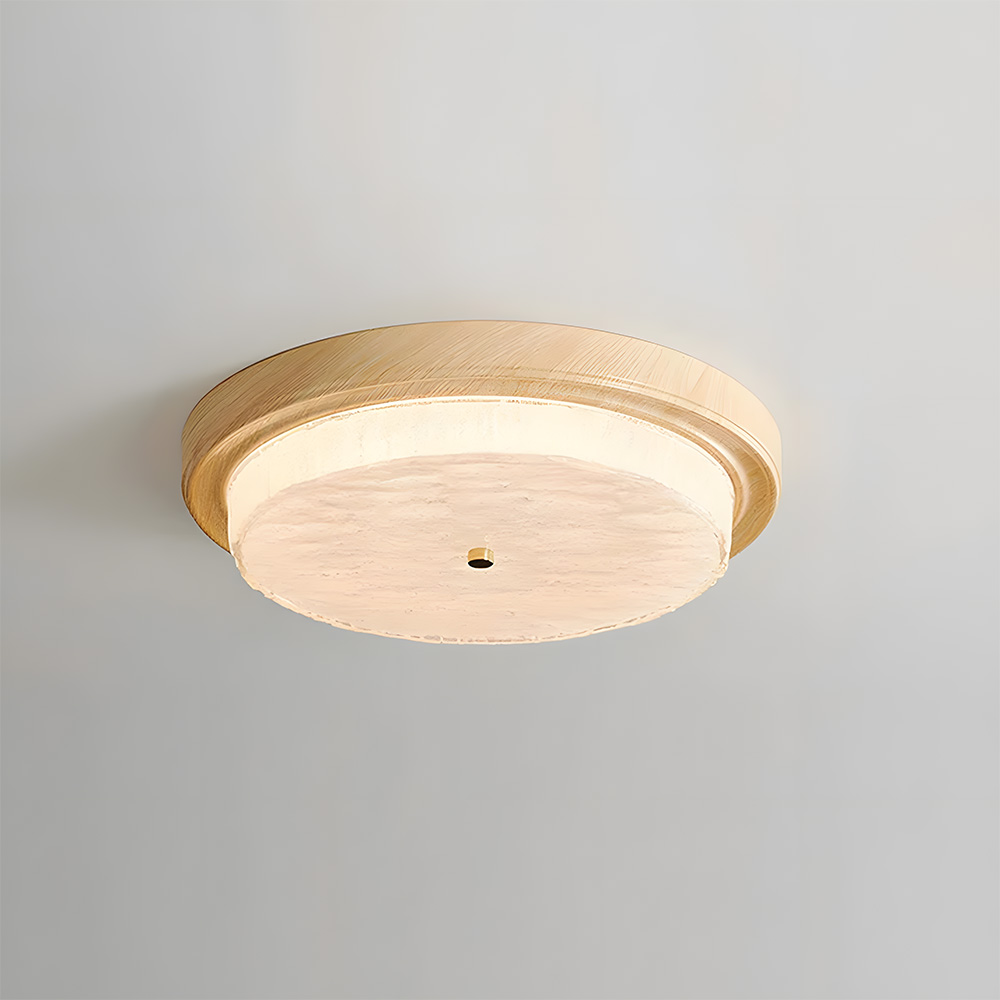 Vintage Round Wood Grain Led Living Room Ceiling Light