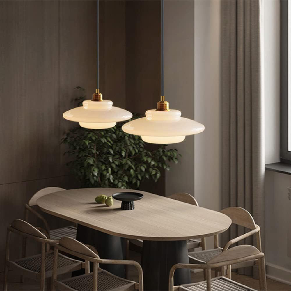 Retro Art Milk White Glass Rod Pendant Light -Homdiy