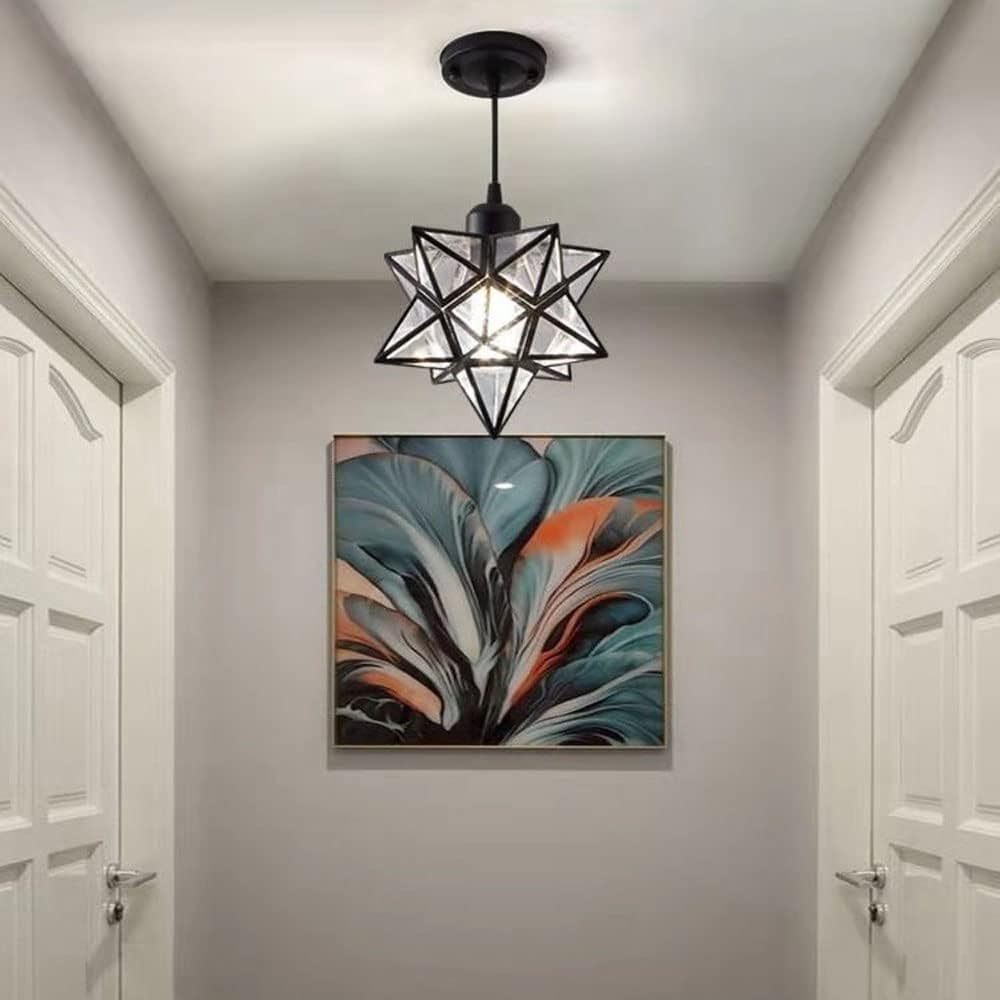 Art Deco Star Shape Glass Island Pedant Light -Homdiy