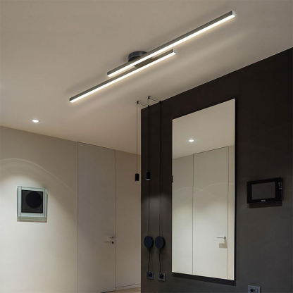 Modern Aluminium Long Strip Semi Flush Mount LED Ceiling Light For Living Room