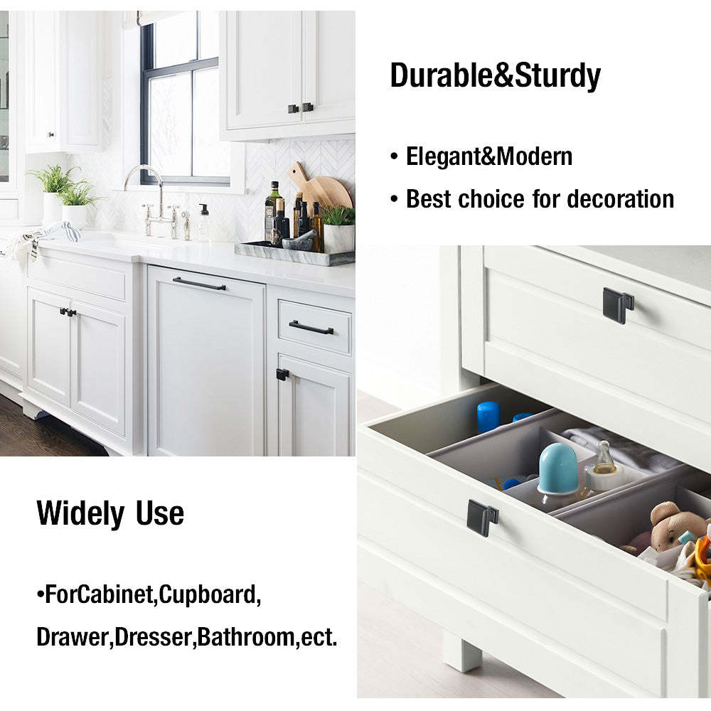 12 Pack Modern Square Cabinet Drawer Knobs Black For Kitchen(LS9111BK) -Homdiy
