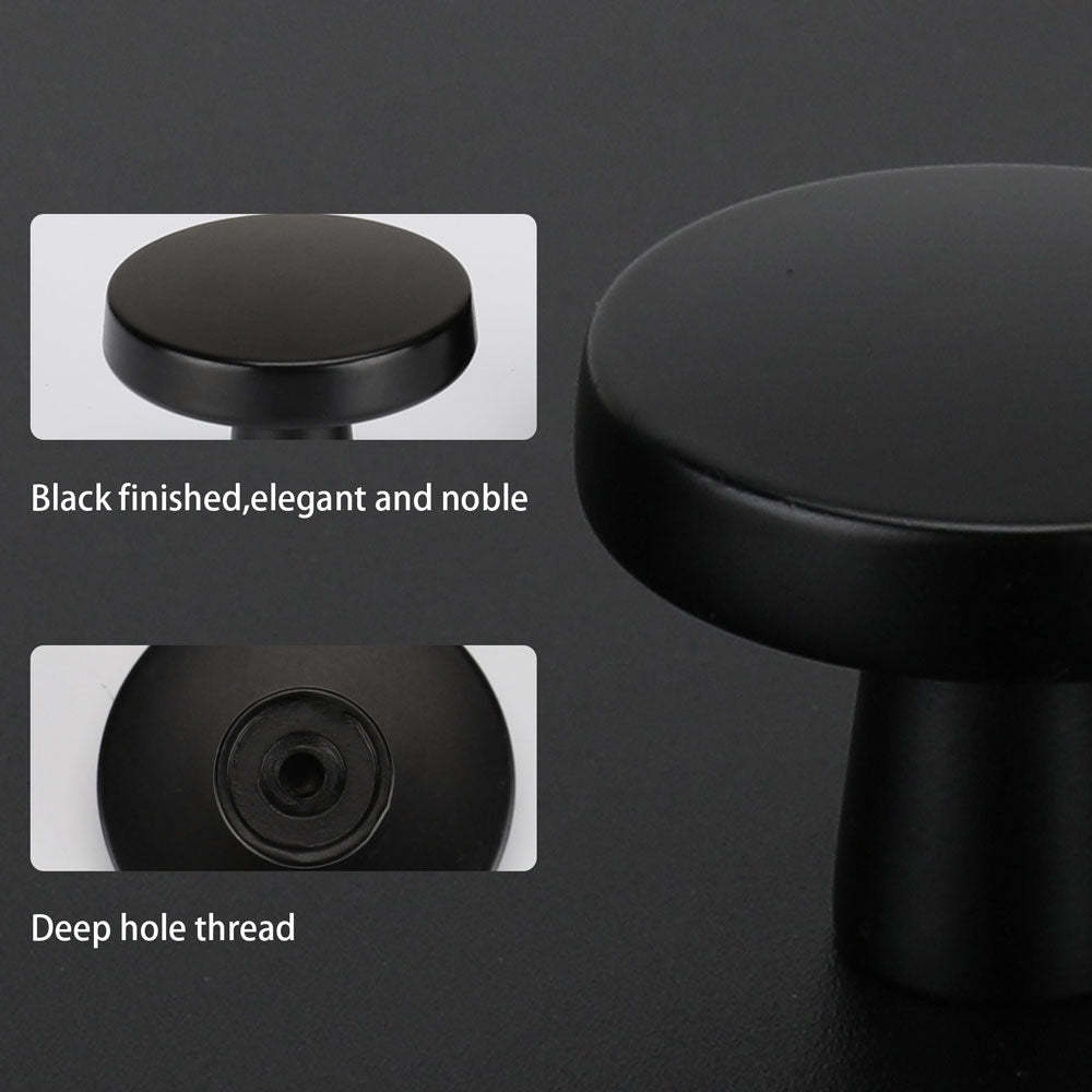10 Pack Black Round Kitchen Drawer Knobs Zinc Alloy Cabinet Door Handles(LS5310BK) -Homdiy
