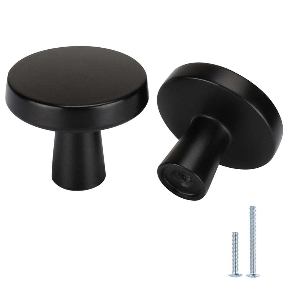 10 Pack Black Round Kitchen Drawer Knobs Zinc Alloy Cabinet Door Handles(LS5310BK) -Homdiy