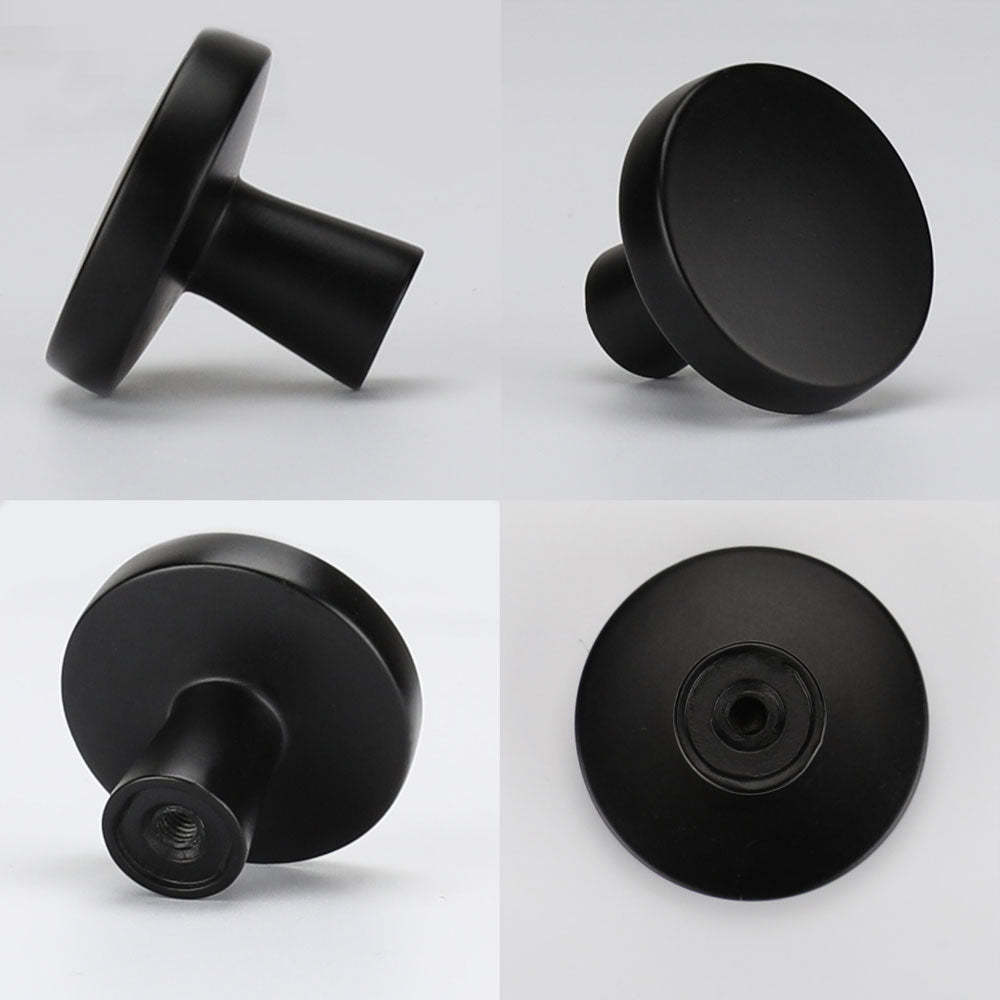 10 Pack Black Round Kitchen Drawer Knobs Zinc Alloy Cabinet Door Handles(LS5310BK) -Homdiy