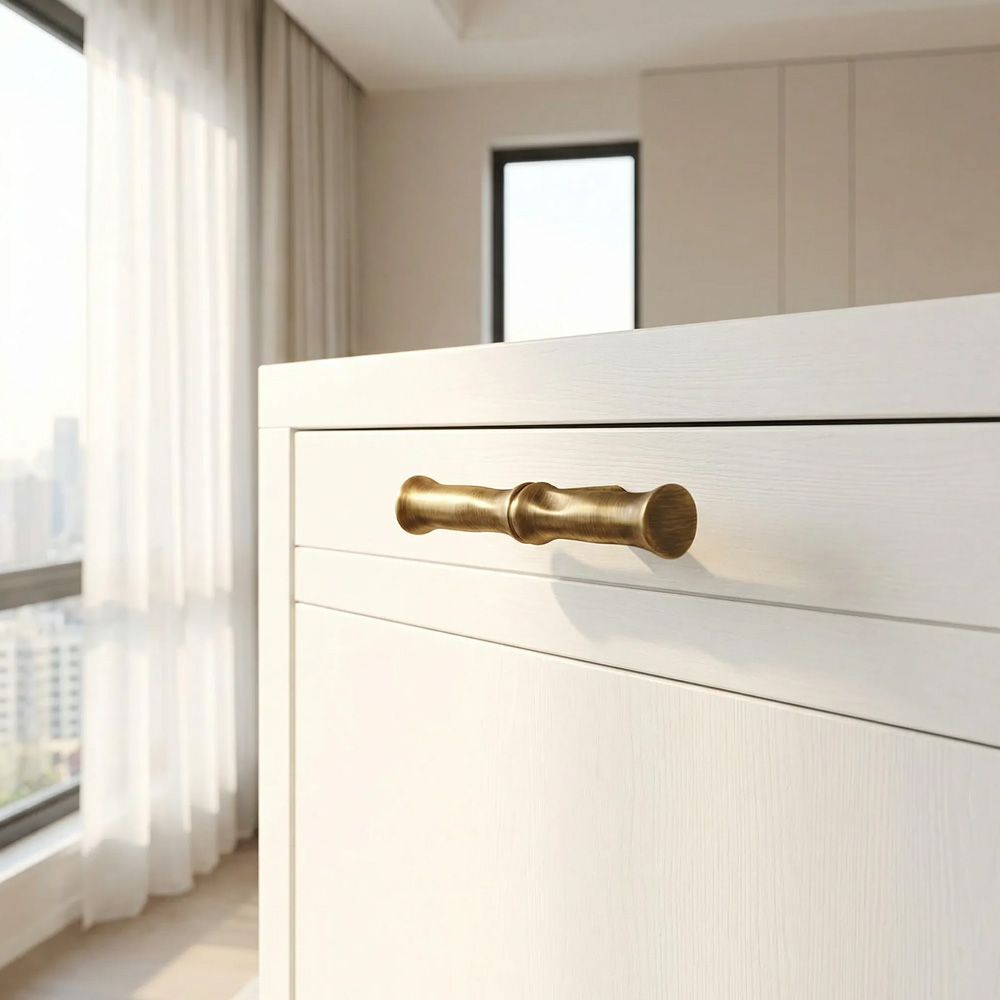 Bamboo Modern Brass Cabinet Handles