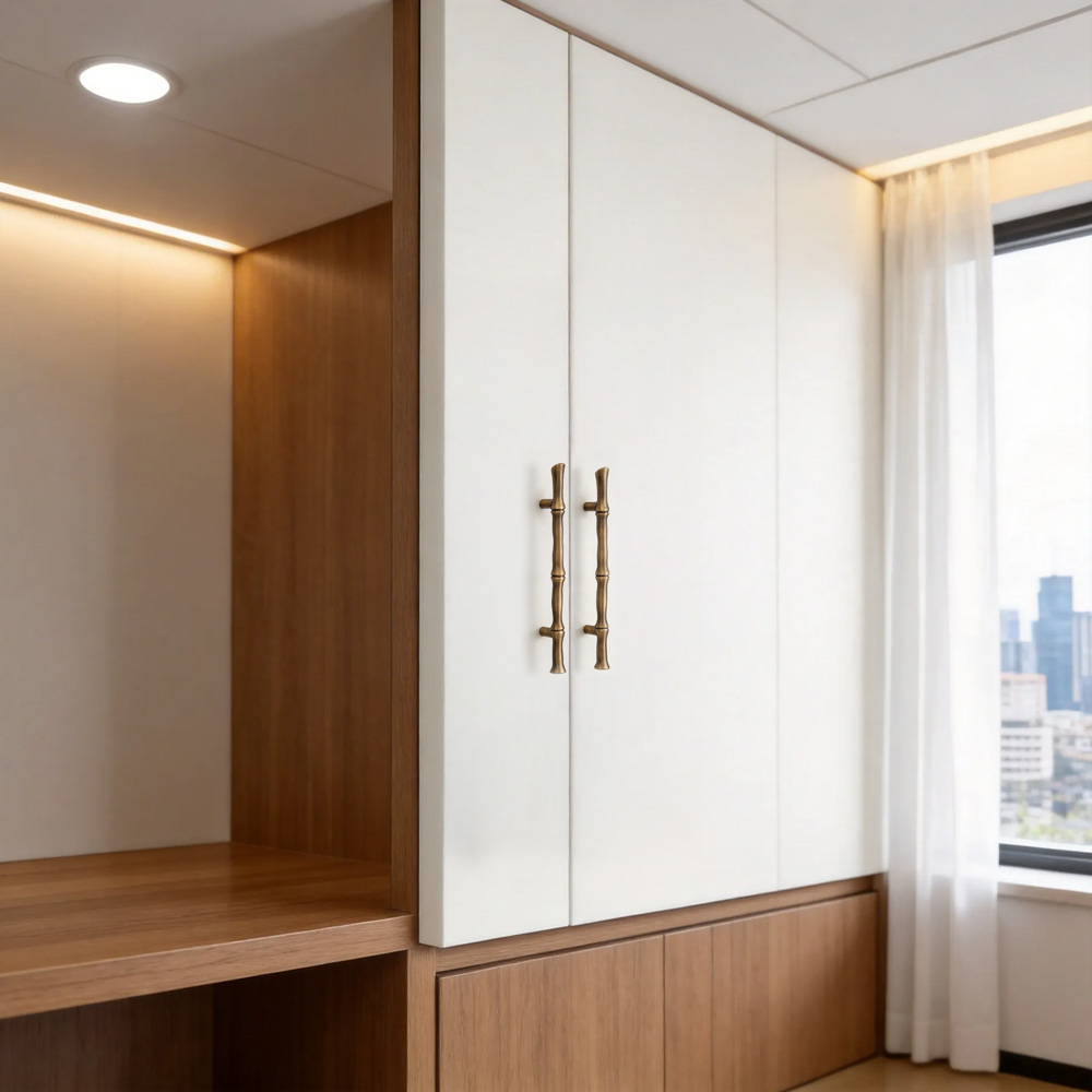 Bamboo Modern Brass Cabinet Handles