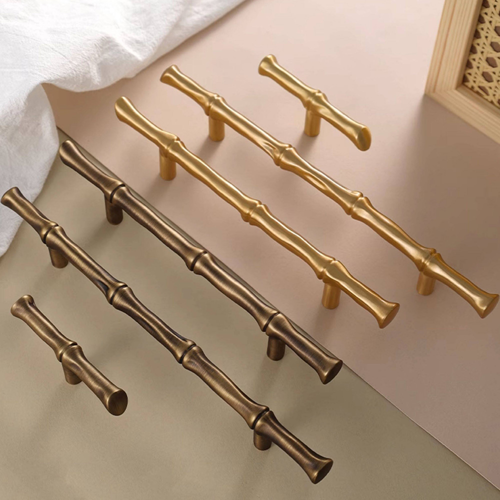 Bamboo Modern Brass Cabinet Handles