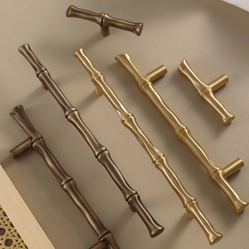 Bamboo Modern Brass Cabinet Handles