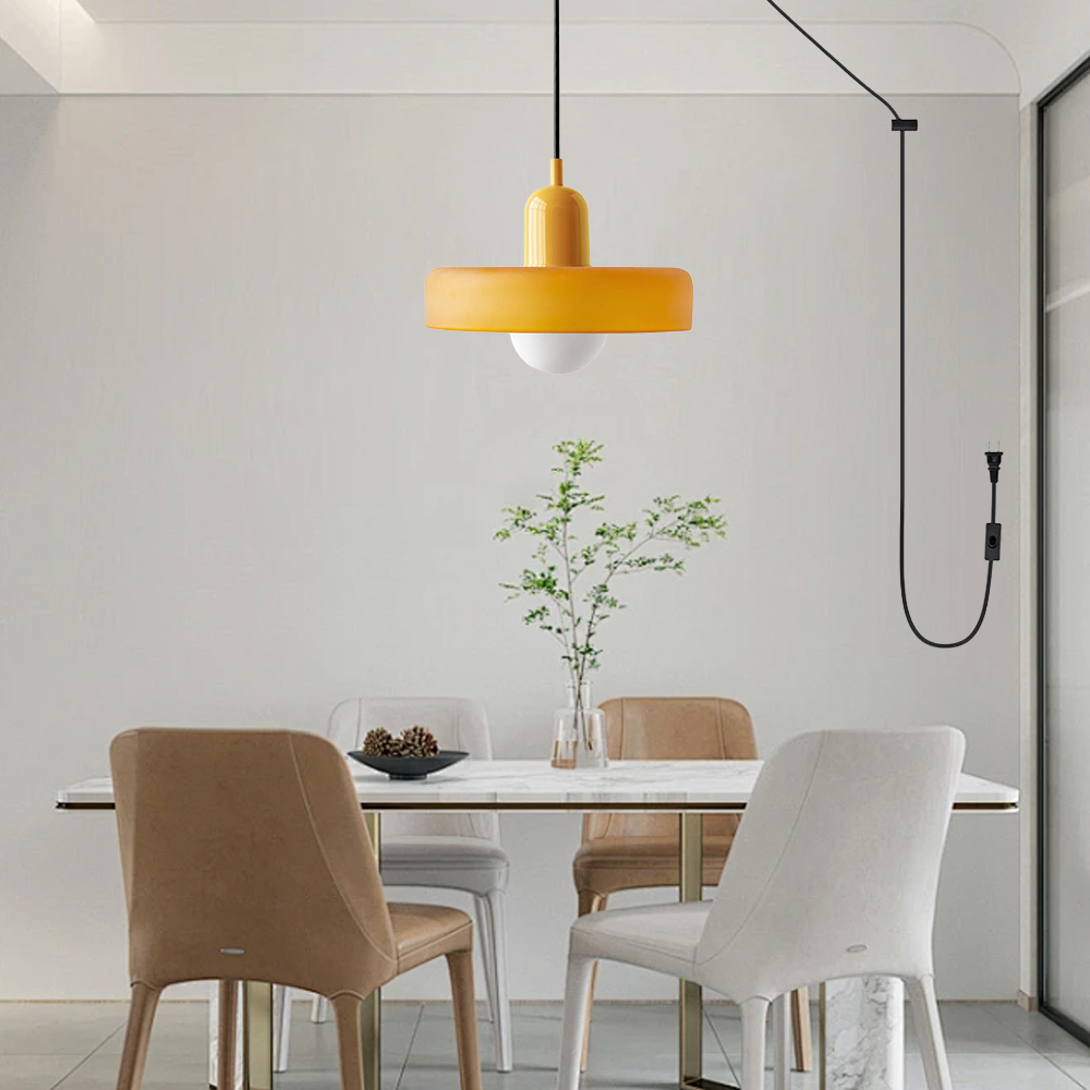 Bauhaus Colorful Glass Plug-In Pendant Light for Modern Rooms
