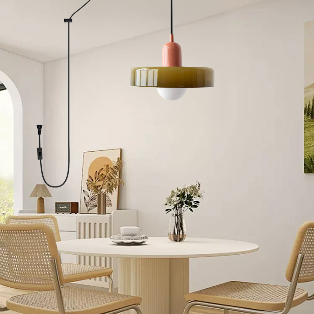 Bauhaus Colorful Glass Plug-In Pendant Light for Modern Rooms