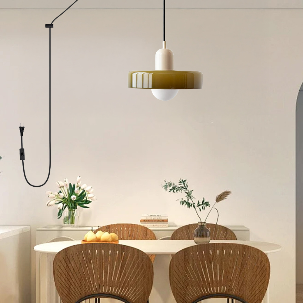 Bauhaus Colorful Glass Plug-In Pendant Light for Modern Rooms