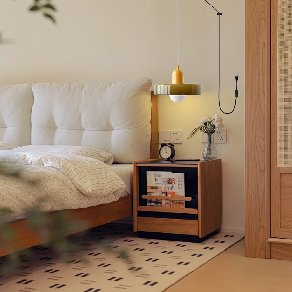 Bauhaus Colorful Glass Plug-In Pendant Light for Modern Rooms