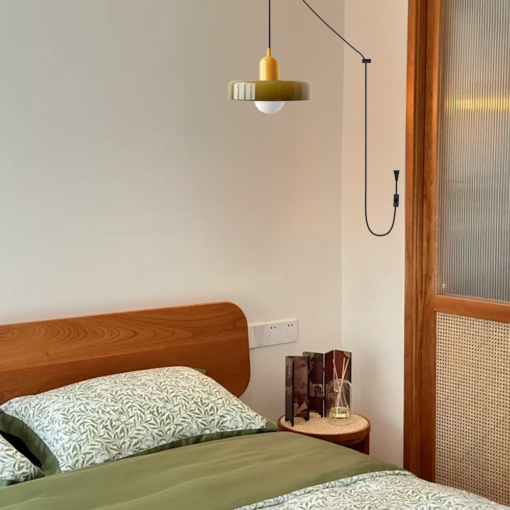 Bauhaus Colorful Glass Plug-In Pendant Light for Modern Rooms