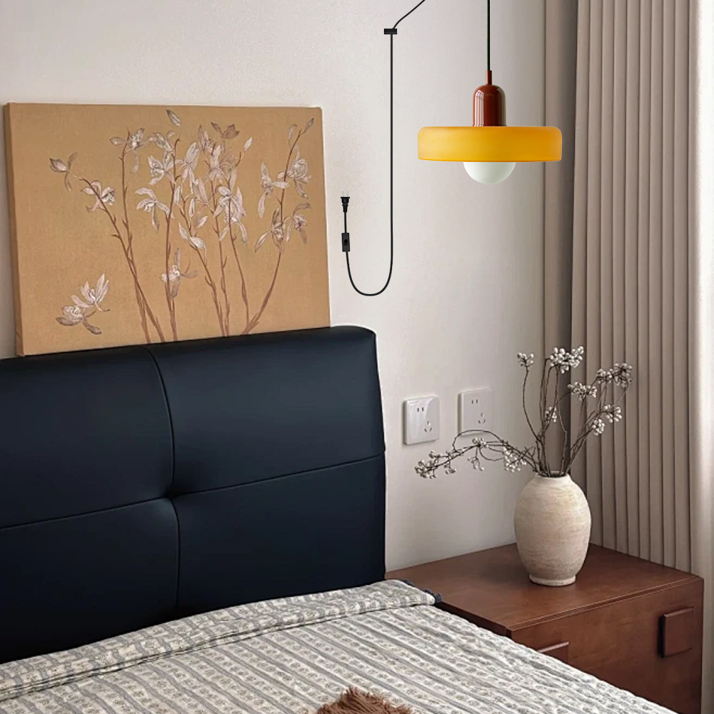 Bauhaus Colorful Glass Plug-In Pendant Light for Modern Rooms