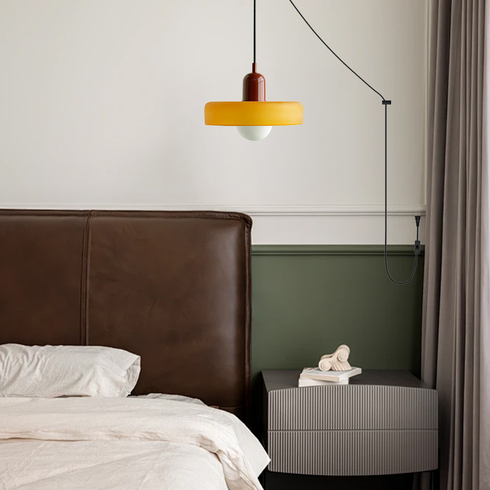 Bauhaus Colorful Glass Plug-In Pendant Light for Modern Rooms