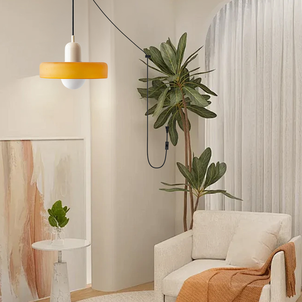 Bauhaus Colorful Glass Plug-In Pendant Light for Modern Rooms