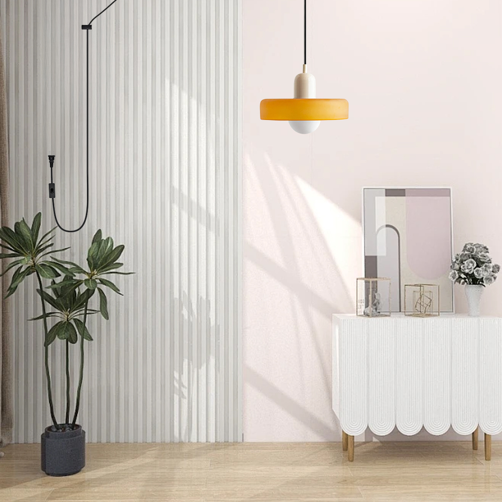 Bauhaus Colorful Glass Plug-In Pendant Light for Modern Rooms