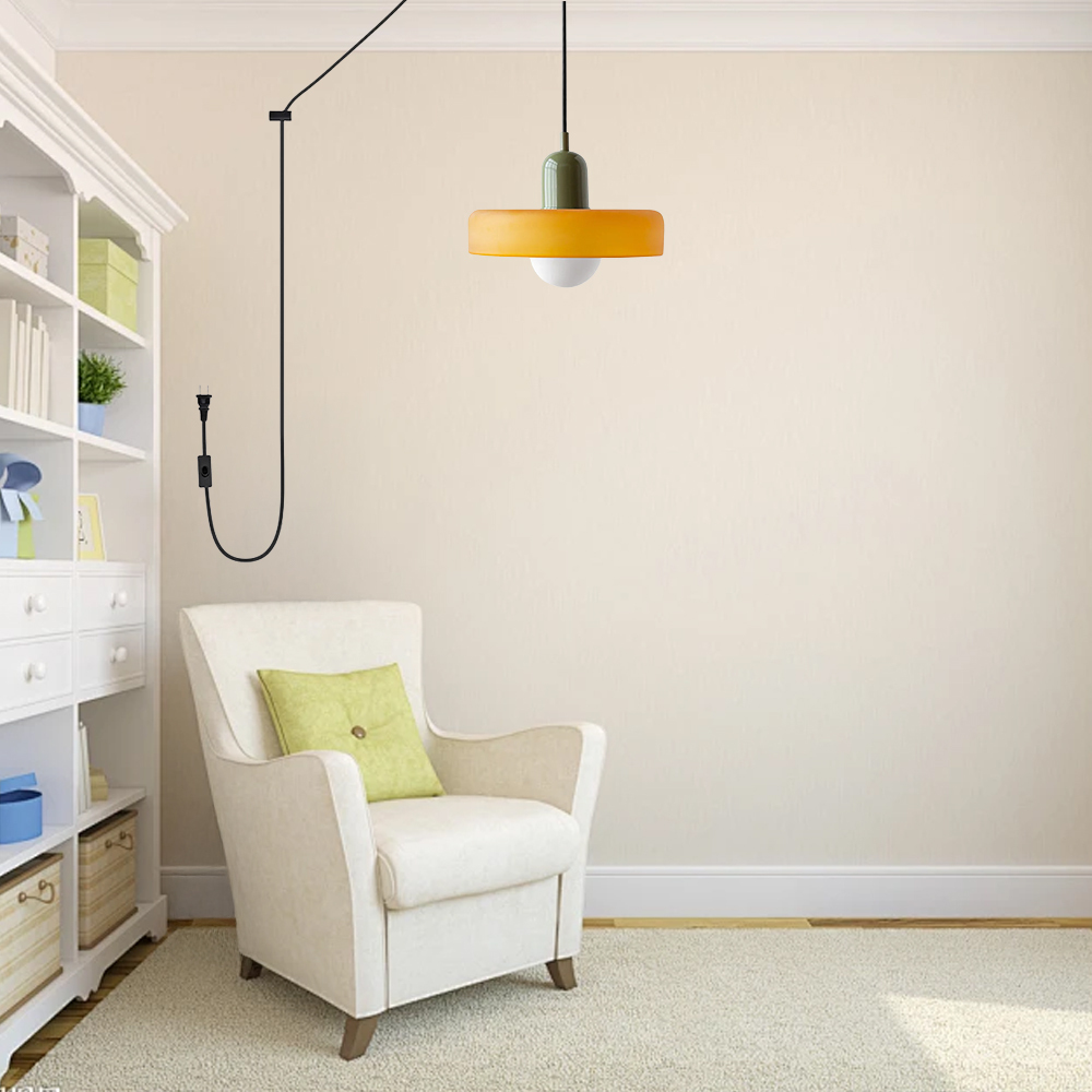 Bauhaus Colorful Glass Plug-In Pendant Light for Modern Rooms