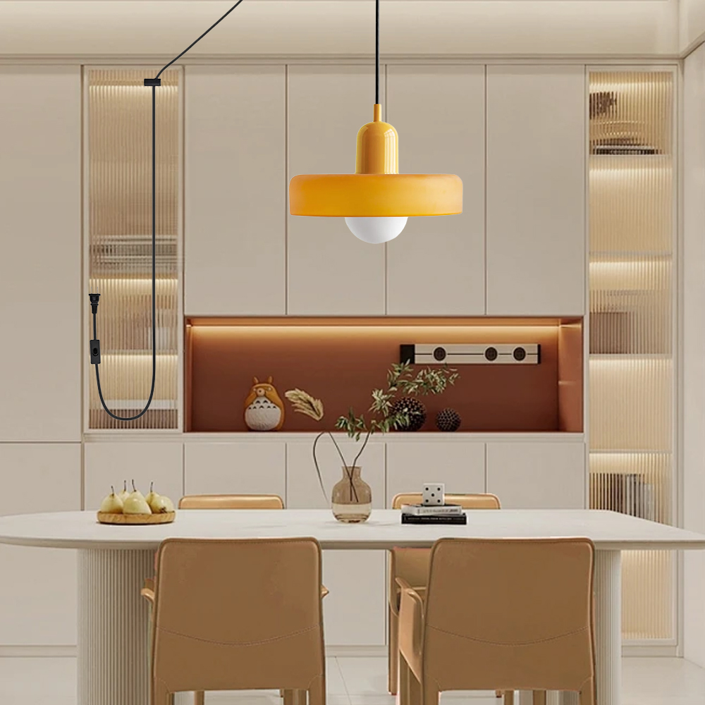 Bauhaus Colorful Glass Plug-In Pendant Light for Modern Rooms